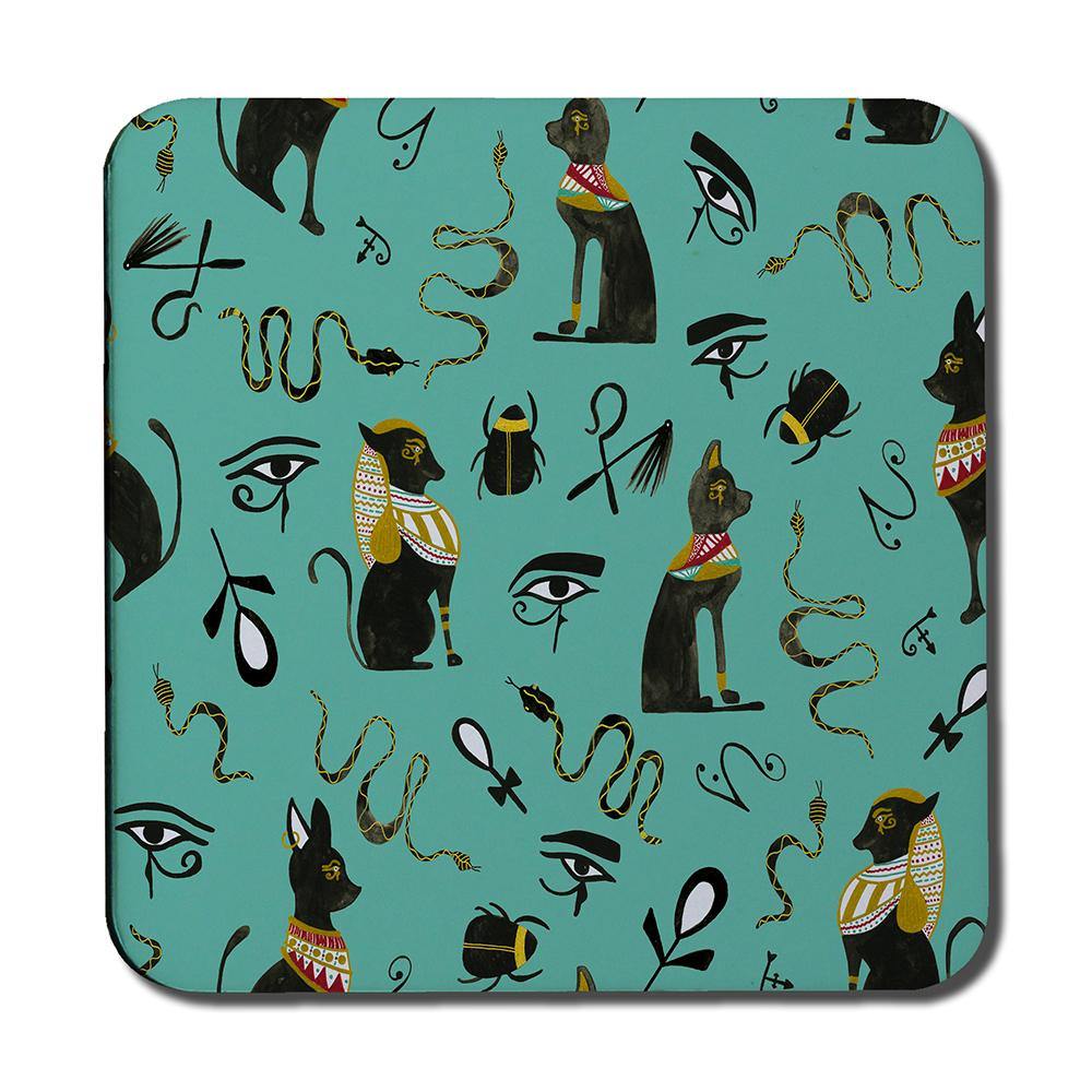 Hand Painting Abstract, Ancient Egypt Horus Eye Signs (Coaster) - Andrew Lee Home and Living