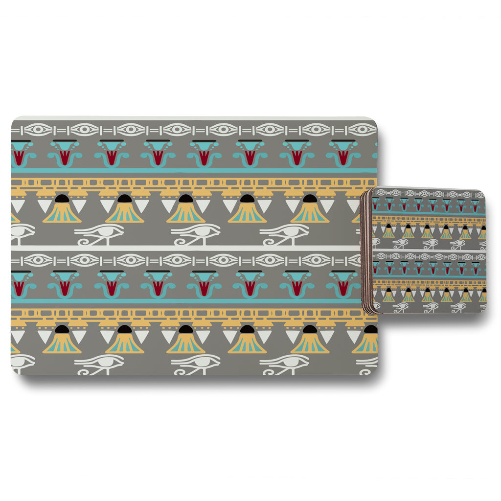 New Product Tribal art, Egyptian vintage ethnic silhouettes (Placemat & Coaster Set)  - Andrew Lee Home and Living