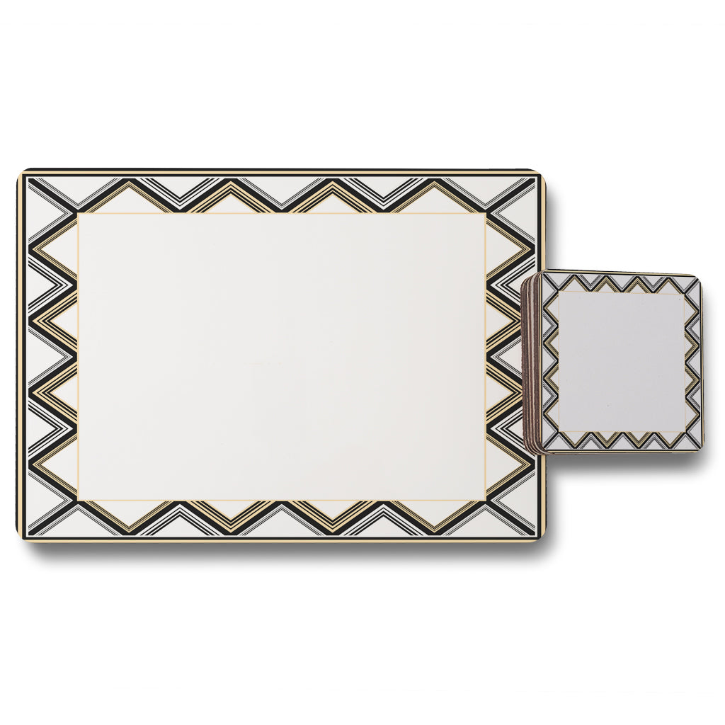 New Product Art Deco Patterned Border (Placemat & Coaster Set)  - Andrew Lee Home and Living