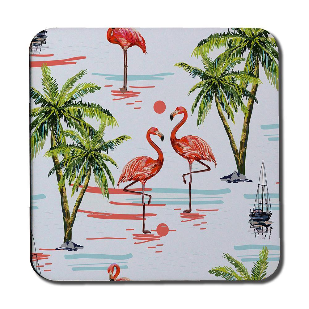 Flamingo & Palm Trees (Coaster) - Andrew Lee Home and Living