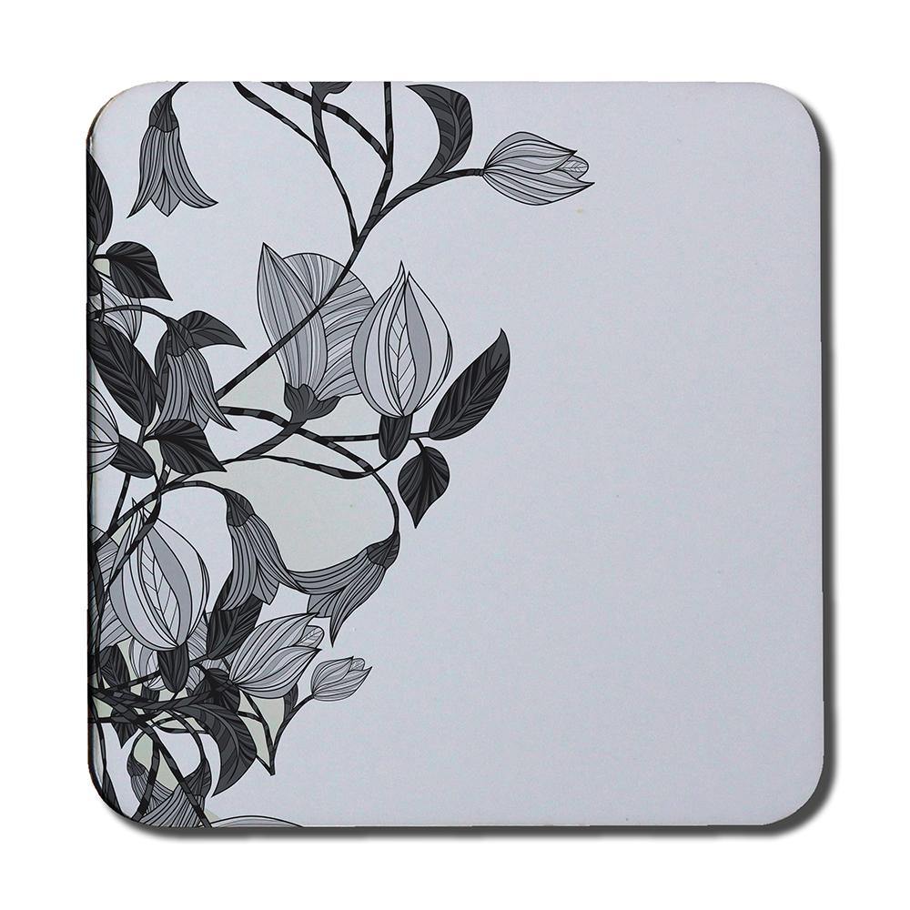 Black & White Flower Illustration (Coaster) - Andrew Lee Home and Living