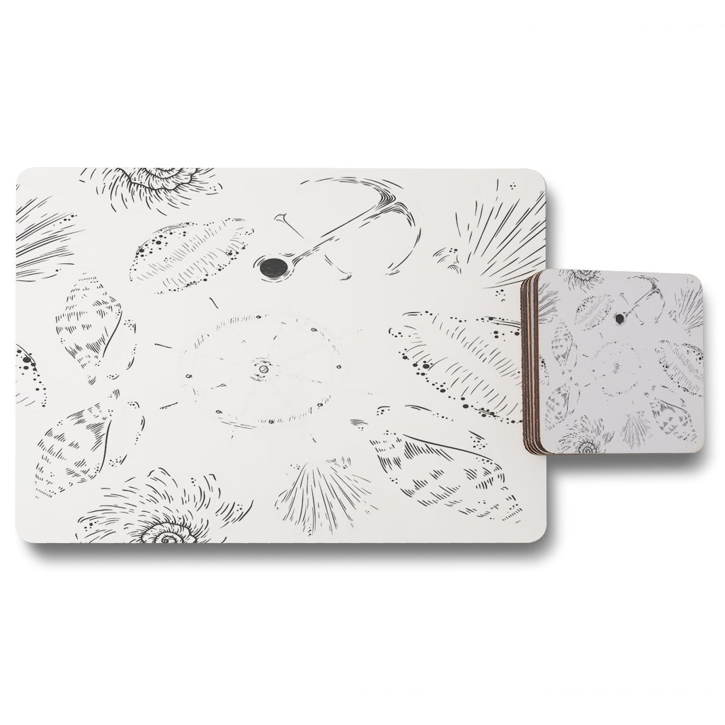 New Product Drawn Nautical Elements (Placemat & Coaster Set)  - Andrew Lee Home and Living
