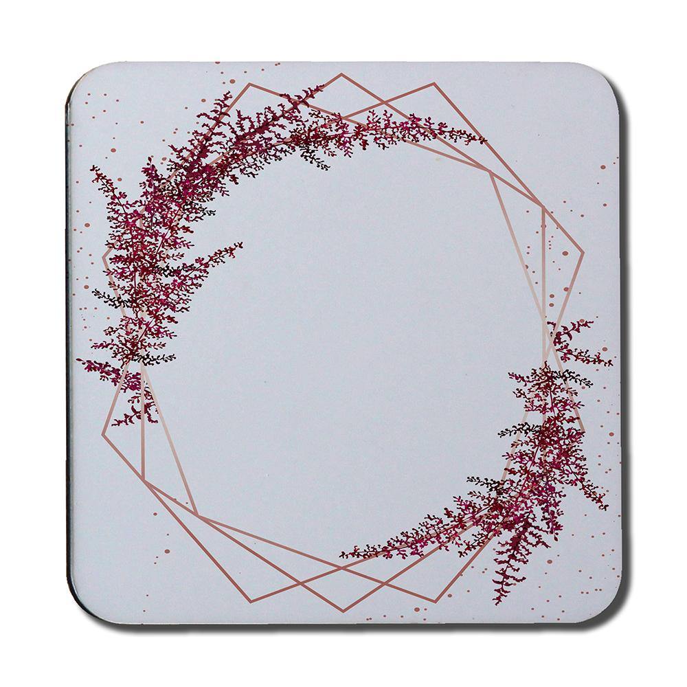 Pink Flower And Geometric Shapes (Coaster) - Andrew Lee Home and Living