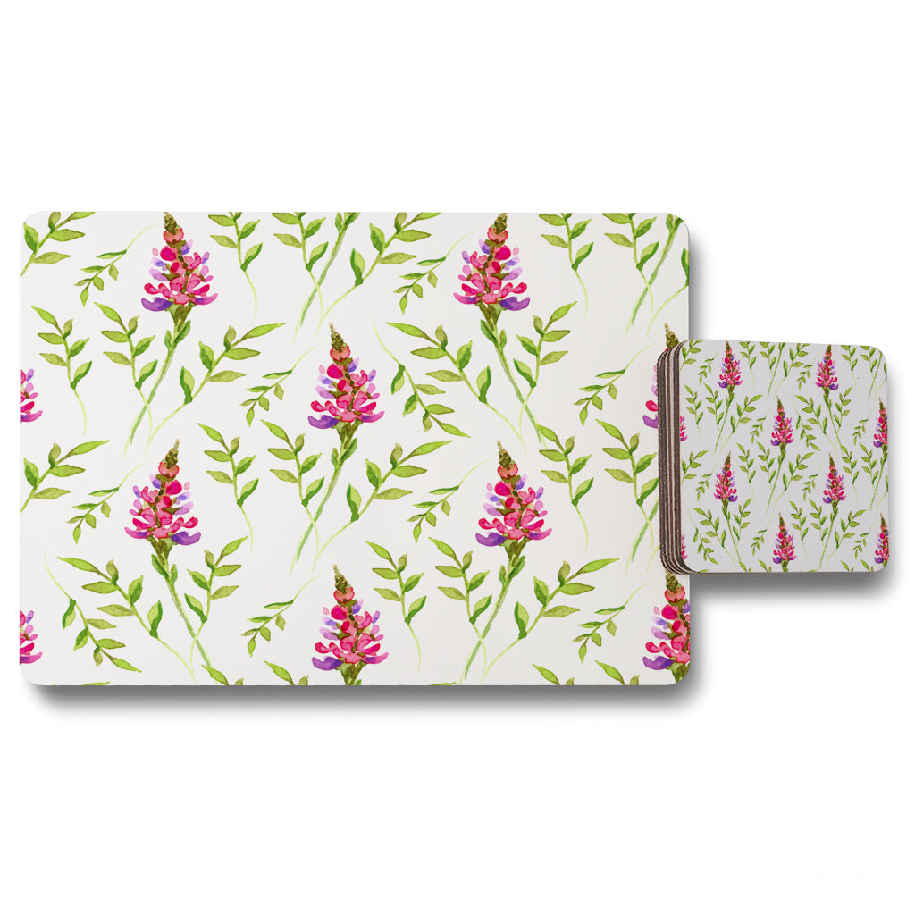 New Product Pink & Green Leaves (Placemat & Coaster Set)  - Andrew Lee Home and Living