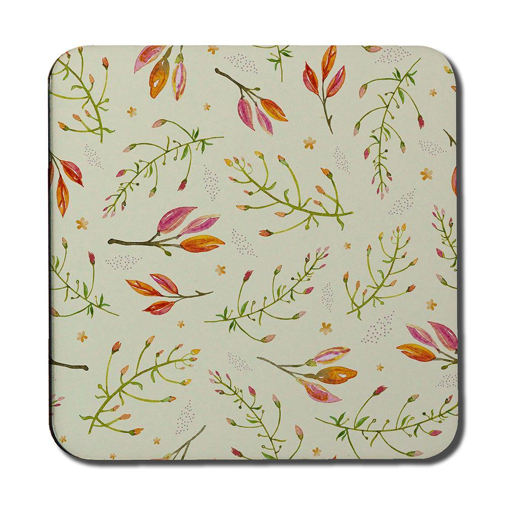 Green Branches on Light Background (Coaster) - Andrew Lee Home and Living