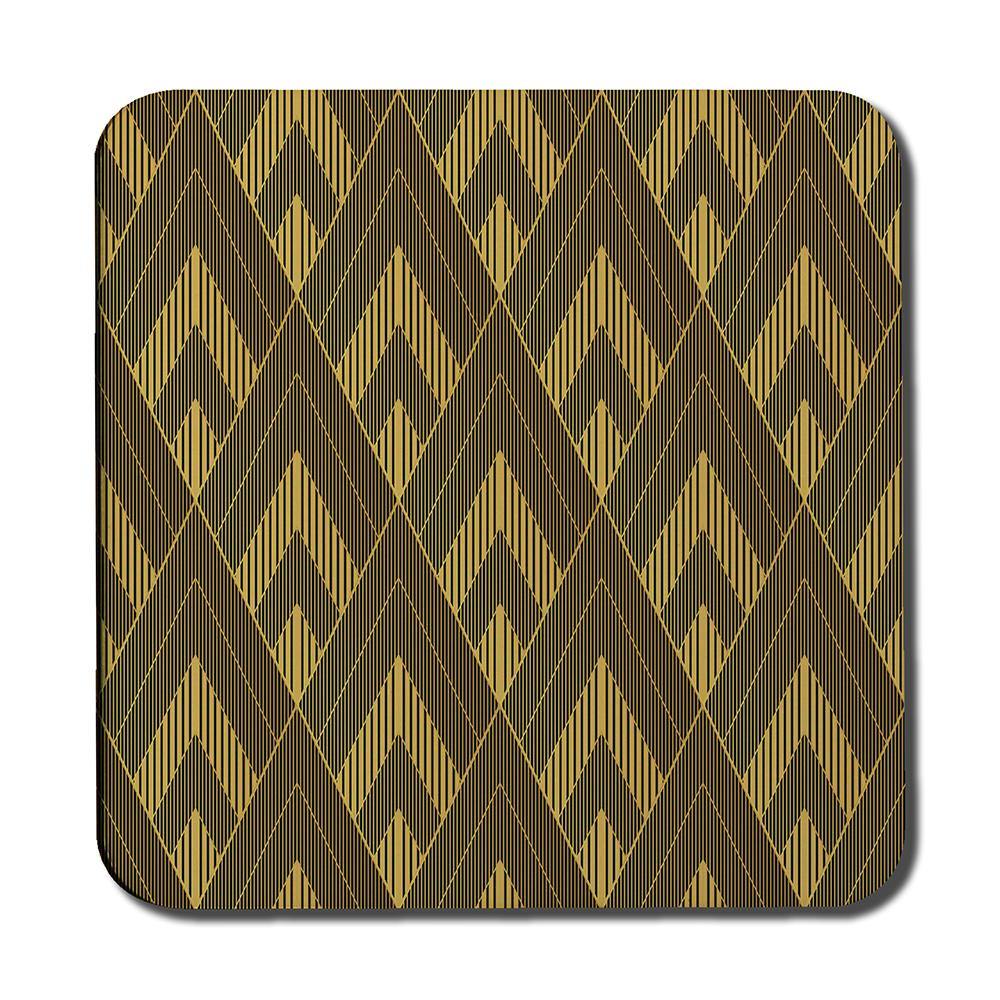 Black & Gold Striped Triangles (Coaster) - Andrew Lee Home and Living