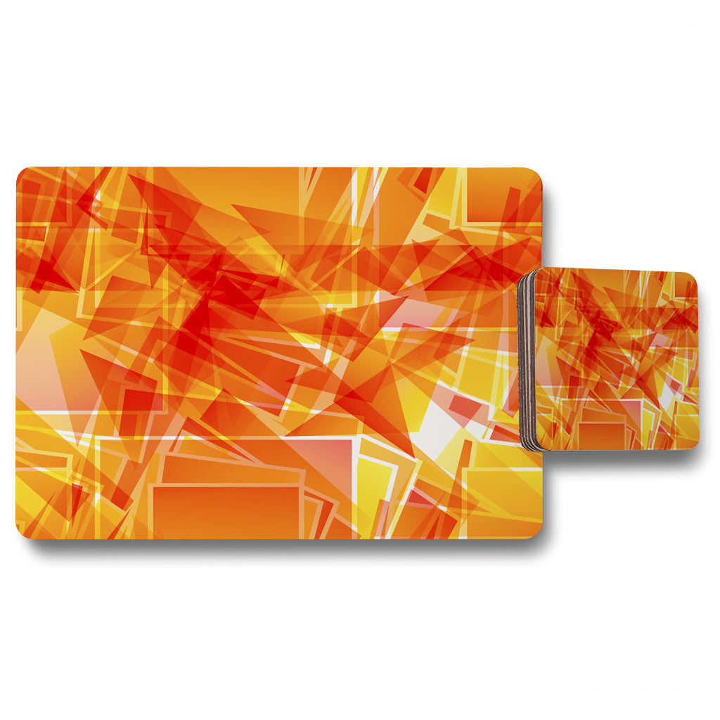 New Product Orange Geometric (Placemat & Coaster Set)  - Andrew Lee Home and Living