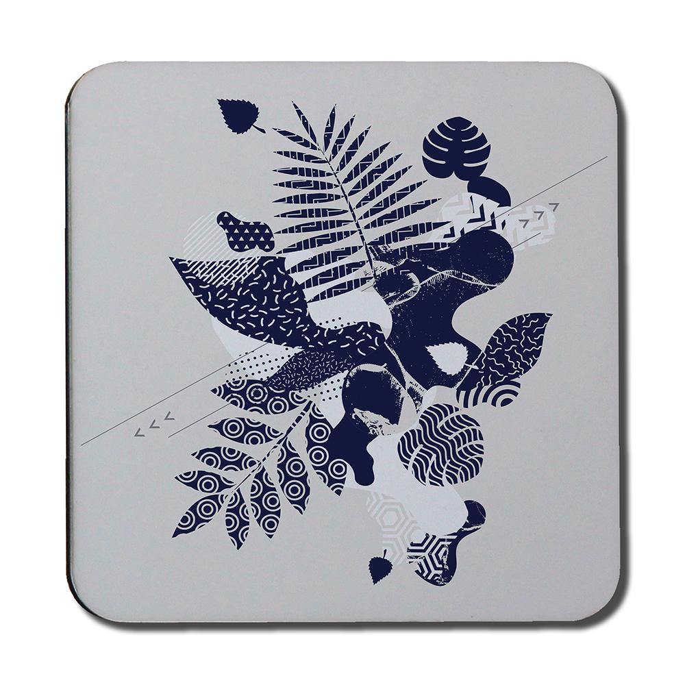 Prints Of Navy Autumn Leaves (Coaster) - Andrew Lee Home and Living