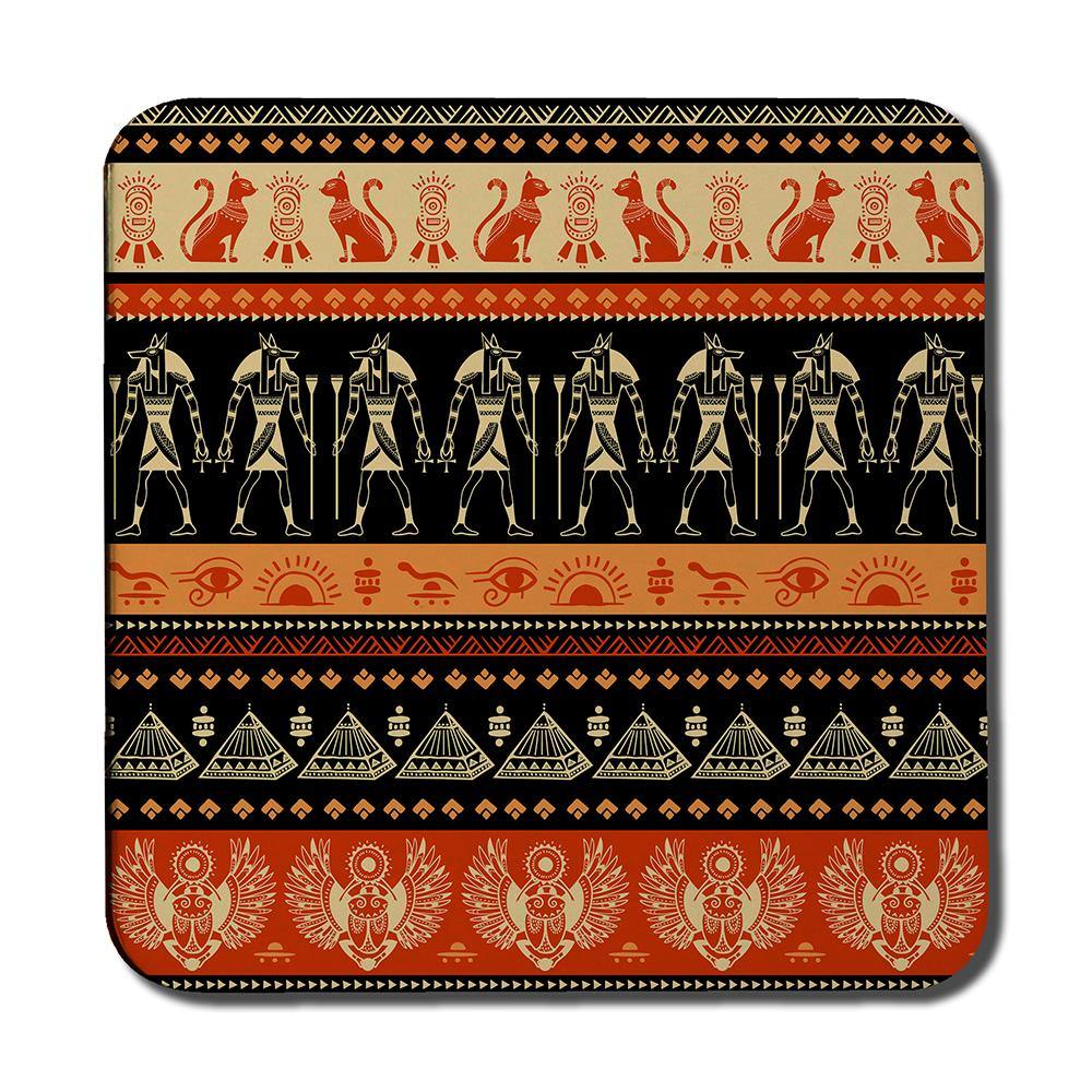Egyptian Heiroglyphs in Orange & Black (Coaster) - Andrew Lee Home and Living