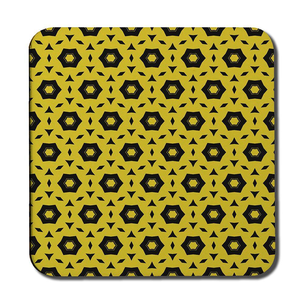 Yellow & Black Geometric Pattern (Coaster) - Andrew Lee Home and Living