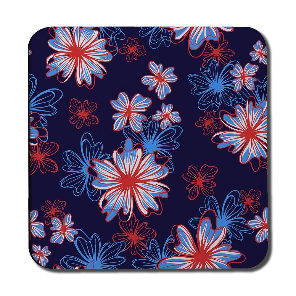 Red, White & Blue Flower Print (Coaster) - Andrew Lee Home and Living