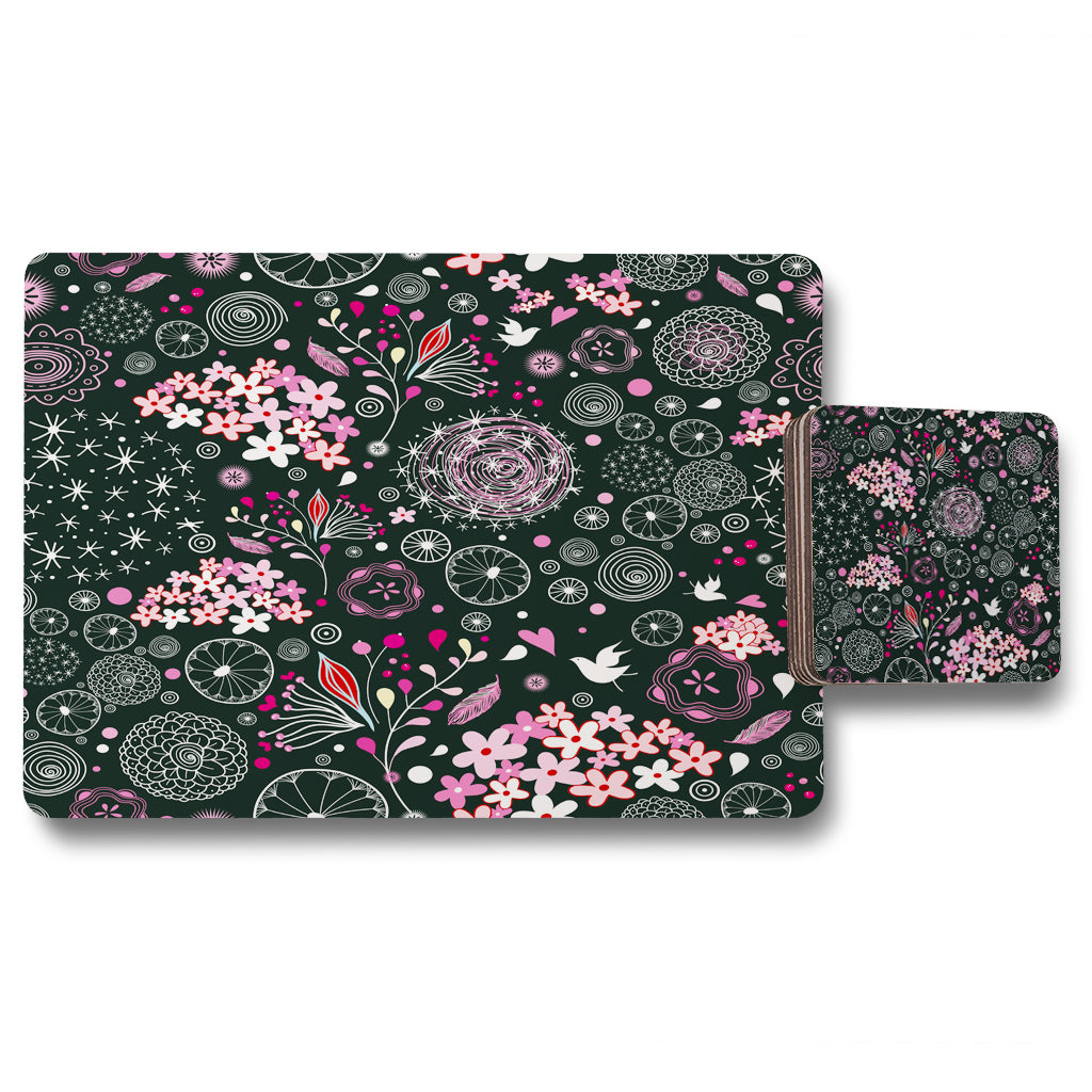 New Product Different Flowers, Shapes & Birds (Placemat & Coaster Set)  - Andrew Lee Home and Living