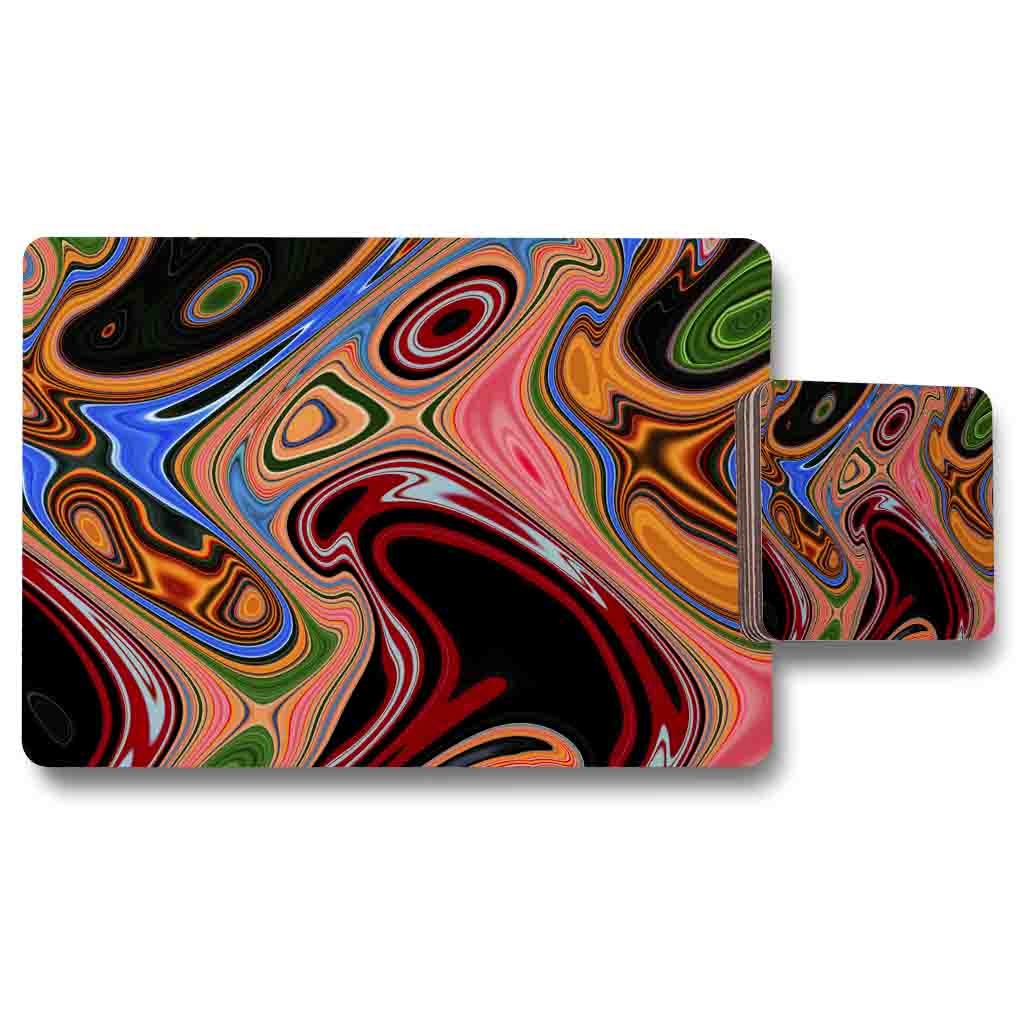 New Product Pyschedelic Marble Pattern (Placemat & Coaster Set)  - Andrew Lee Home and Living