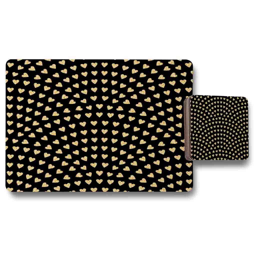 New Product Geometric Glitter Love Hearts (Placemat & Coaster Set)  - Andrew Lee Home and Living