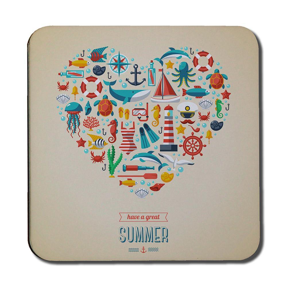 Love Heart of Sealife & Nautical Items (Coaster) - Andrew Lee Home and Living