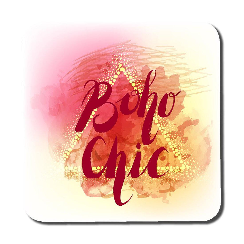 Boho Chic lettering on beautiful watercolor background (Coaster) - Andrew Lee Home and Living