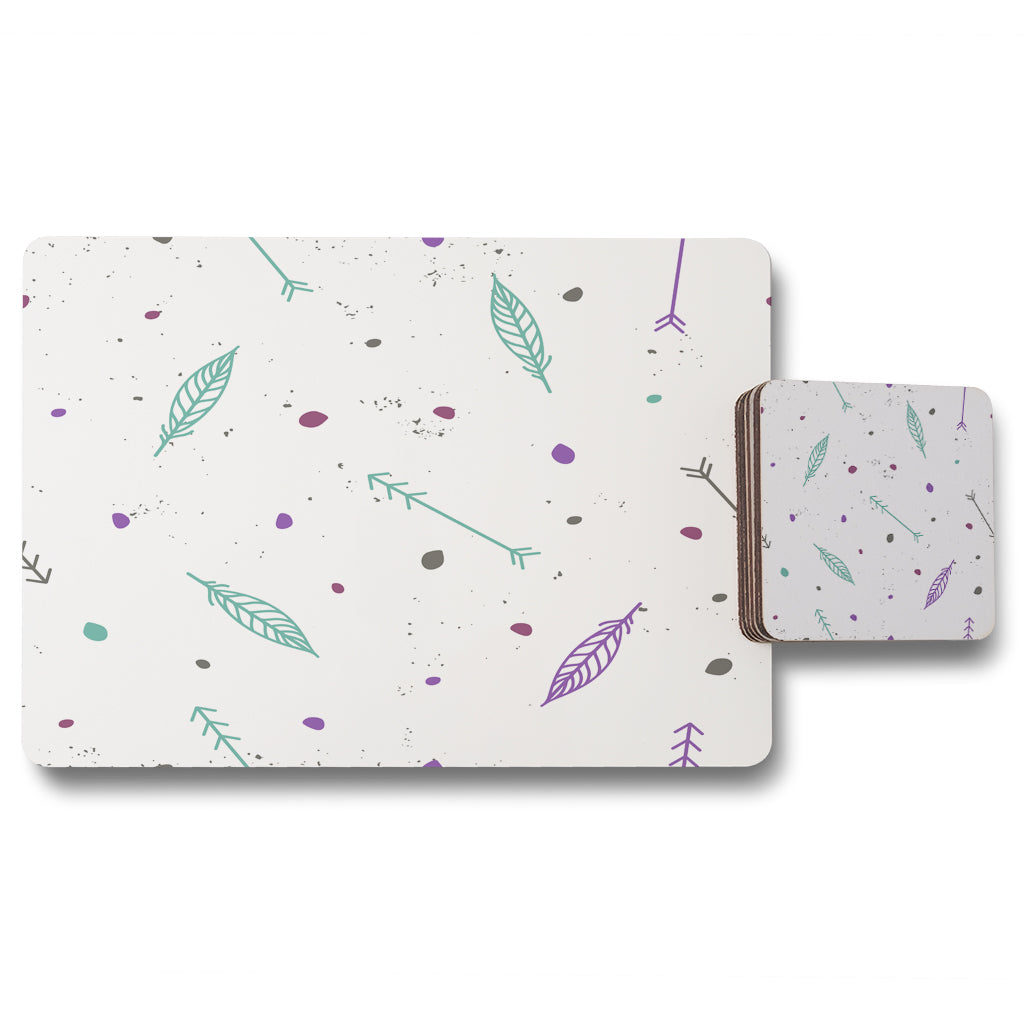 New Product Cute cartoon seamless vector pattern with feathers and arrows in boho style (Placemat & Coaster Set)  - Andrew Lee Home and Living