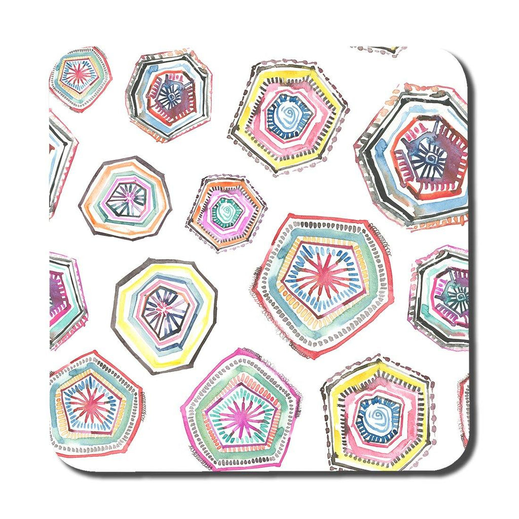 Hand painted multicolour watercolor geometrical pattern (Coaster) - Andrew Lee Home and Living