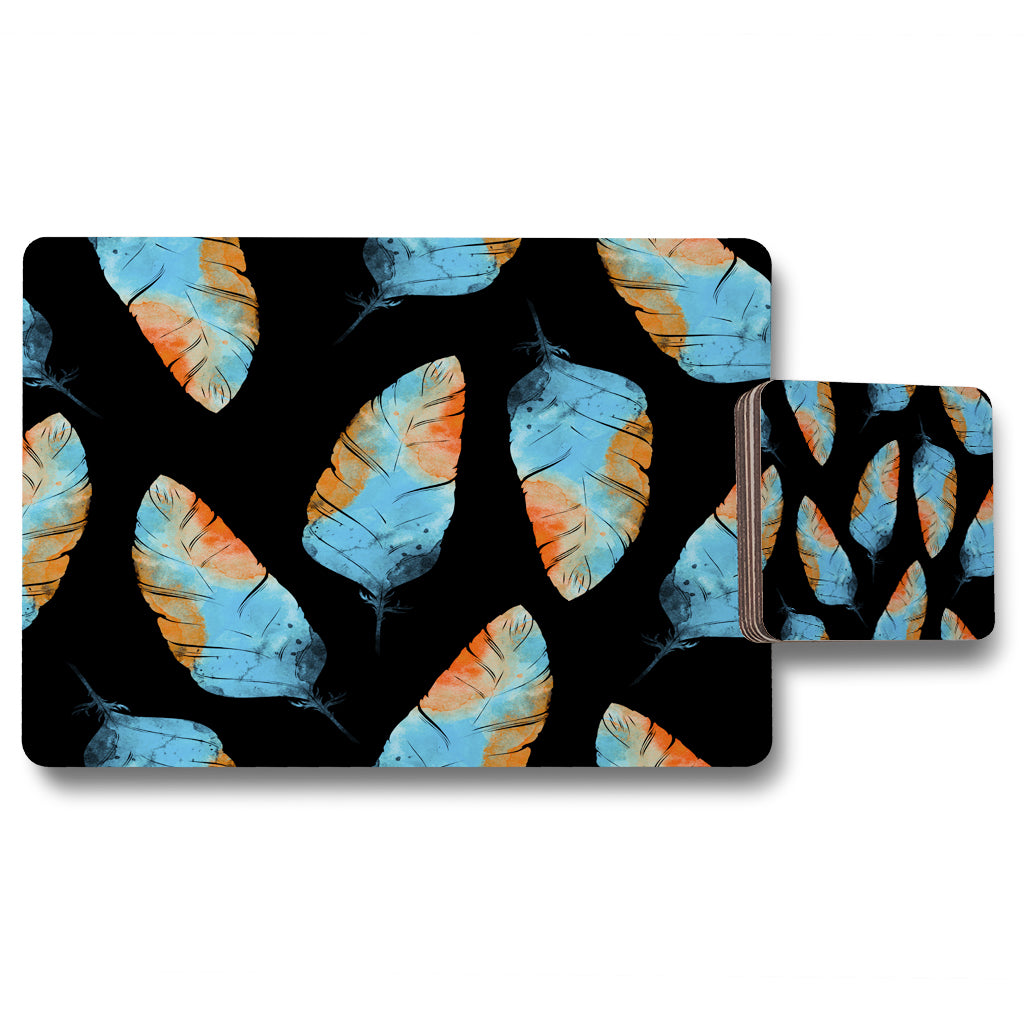 New Product Imprints boho feathers (Placemat & Coaster Set)  - Andrew Lee Home and Living