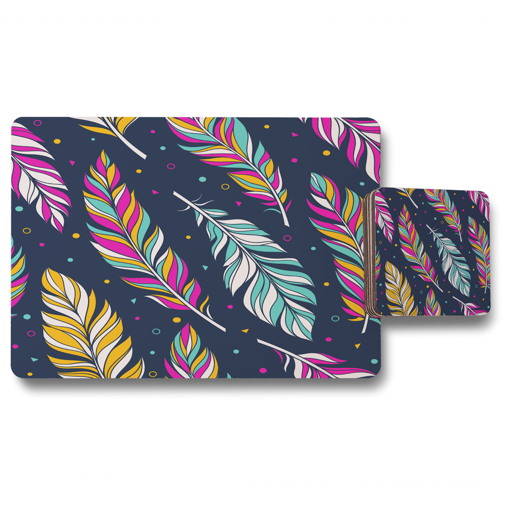 New Product Retro color feathers (Placemat & Coaster Set)  - Andrew Lee Home and Living