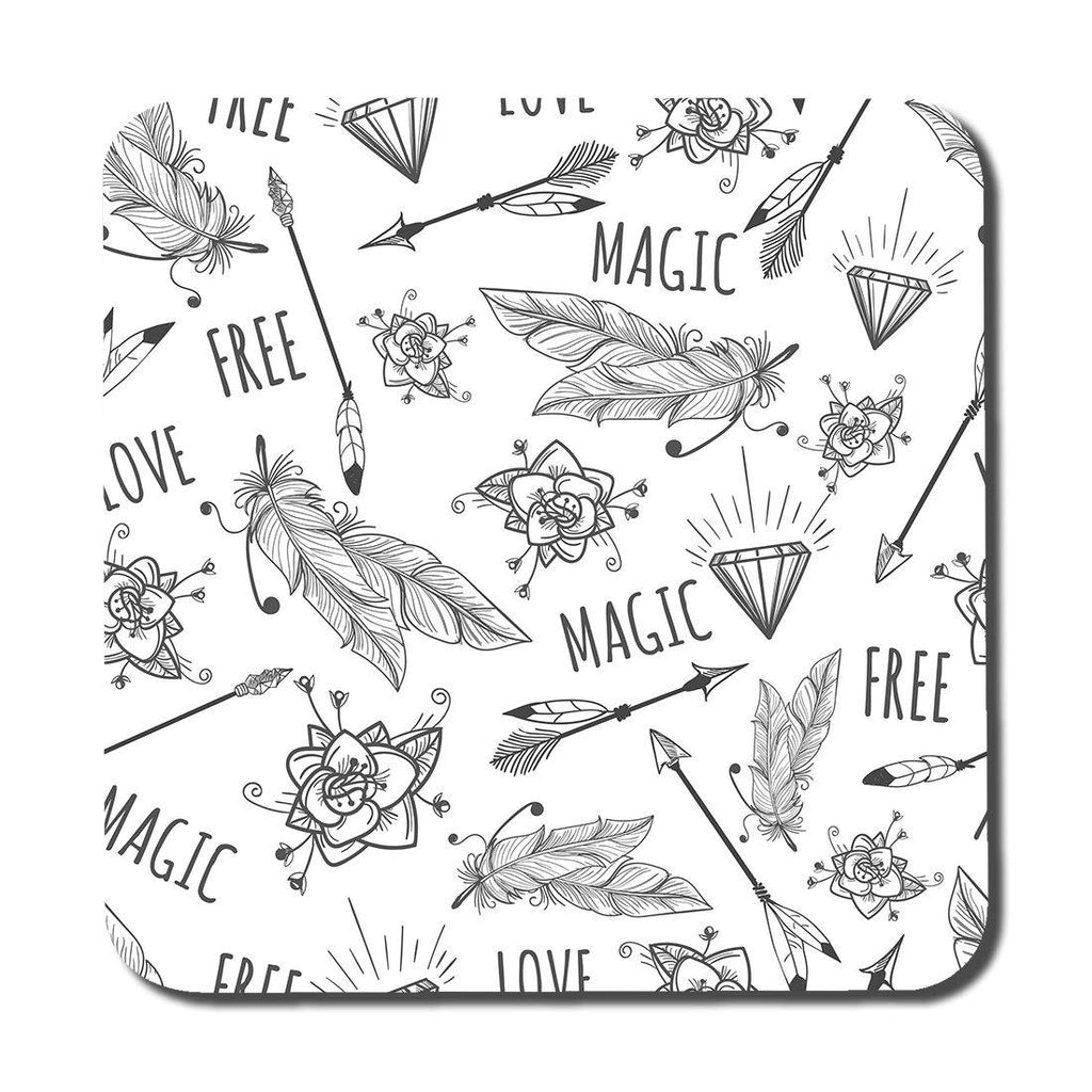 Tribal Feathers arrows and diamonds (Coaster) - Andrew Lee Home and Living