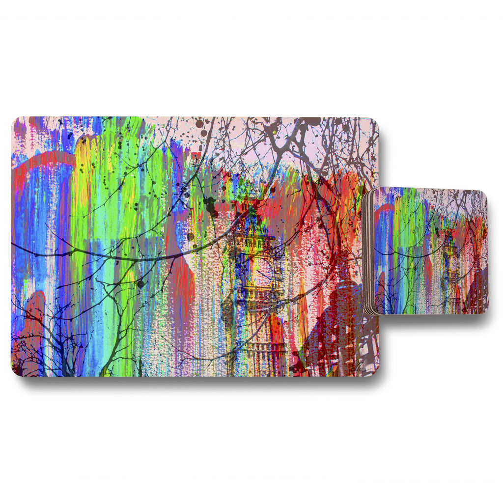 New Product BIG BEN AND TREES PAINTED (Placemat & Coaster Set)  - Andrew Lee Home and Living