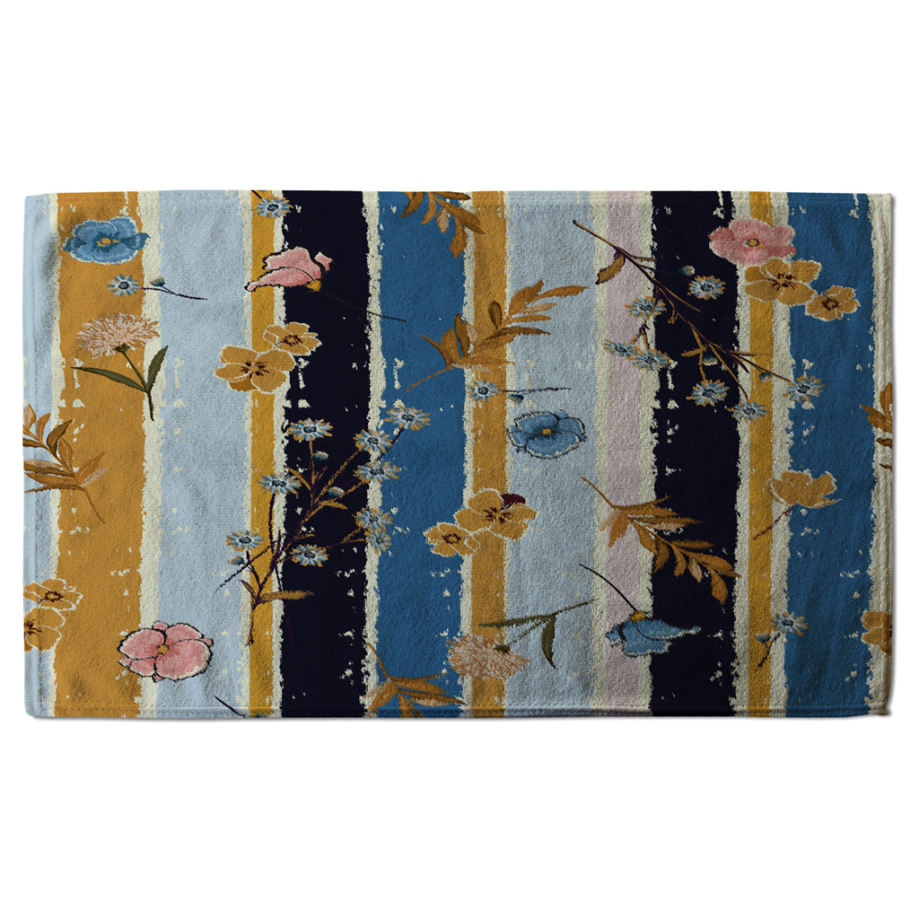 New Product Beautiful meadow flowers on candy colorful brush stripe (Kitchen Towel)  - Andrew Lee Home and Living