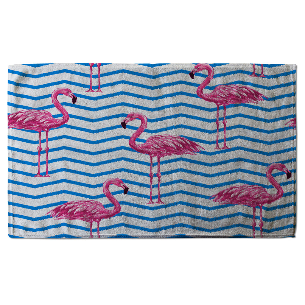 New Product Flamingo & Blue Geometric Lines (Kitchen Towel)  - Andrew Lee Home and Living