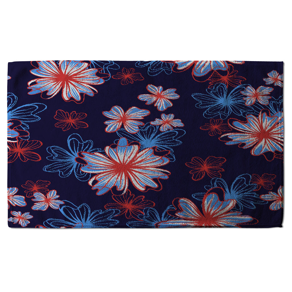 New Product Red, White & Blue Flower Print (Kitchen Towel)  - Andrew Lee Home and Living