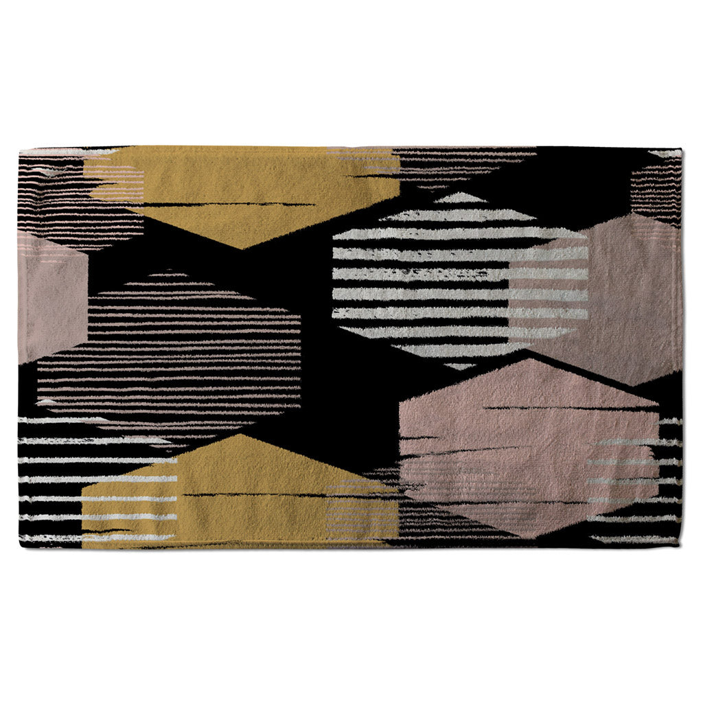 New Product Yellow, White & Pink Hexagons (Kitchen Towel)  - Andrew Lee Home and Living