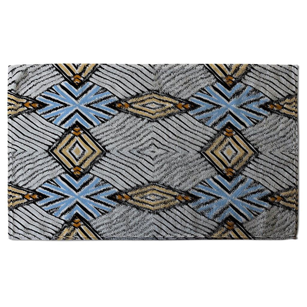 Abstract geometric roughly hatched shapes colored with hand drawn brush stokes (Kitchen Towel) - Andrew Lee Home and Living