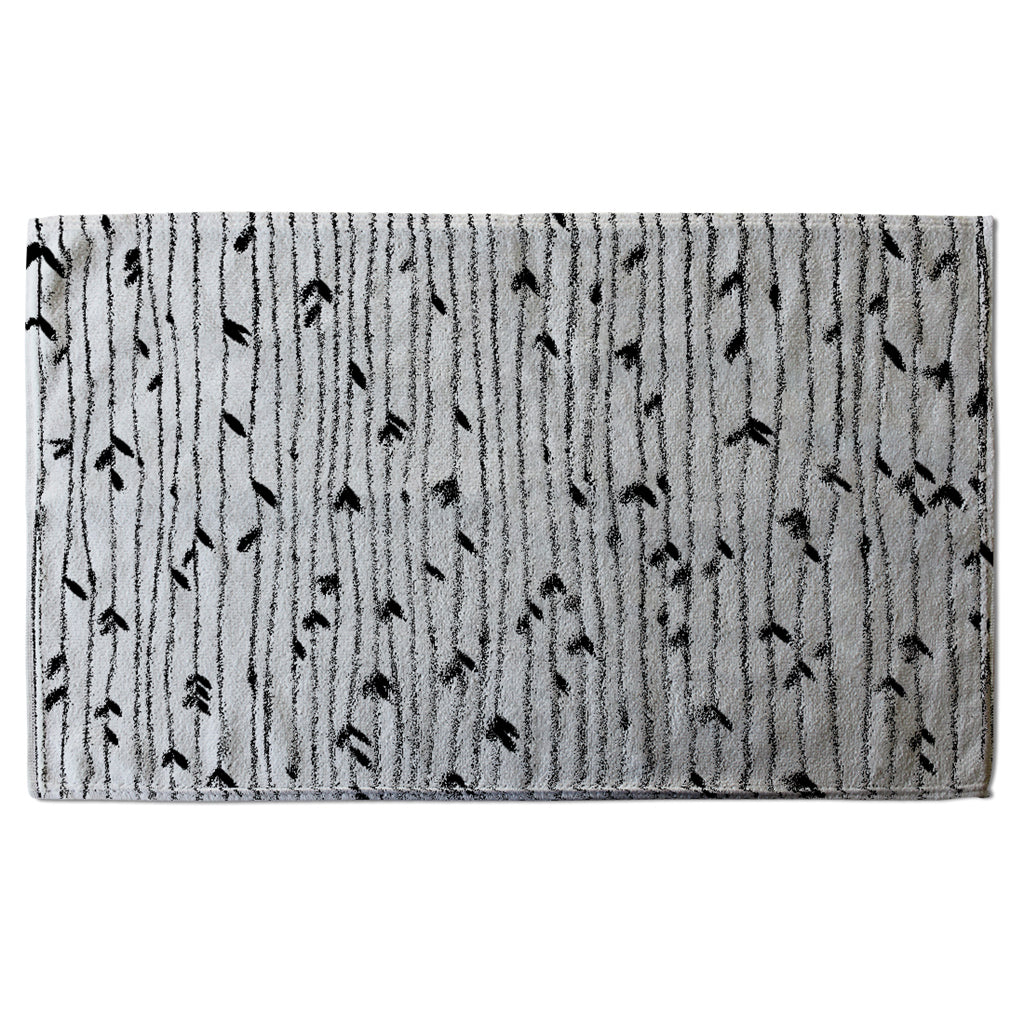 New Product sketchy leaves scattered on hand drawn lines on white background (Kitchen Towel)  - Andrew Lee Home and Living