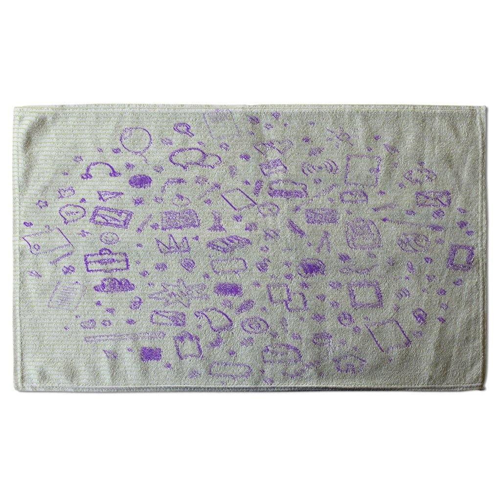 Abstract line pattern with school supplies (Kitchen Towel) - Andrew Lee Home and Living