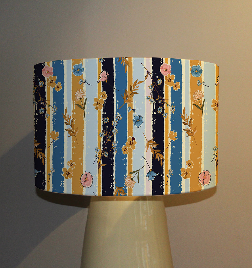 New Product Beautiful meadow flowers on candy colorful brush stripes (Ceiling & Lamp Shade)  - Andrew Lee Home and Living