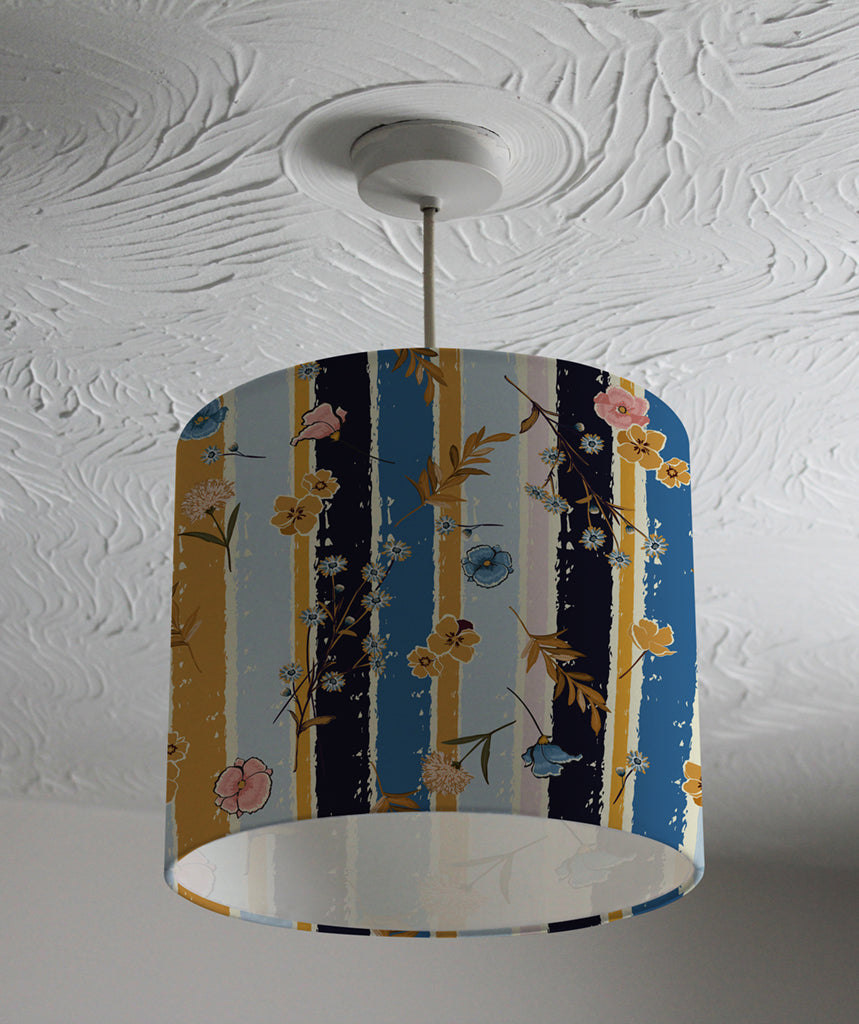 New Product Beautiful meadow flowers on candy colorful brush stripes (Ceiling & Lamp Shade)  - Andrew Lee Home and Living