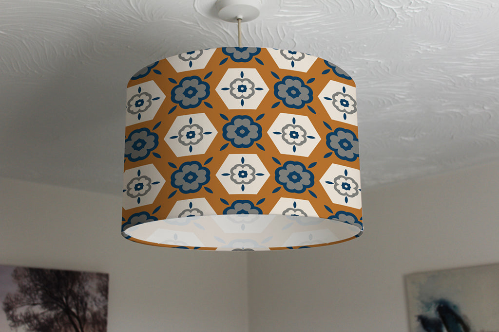 New Product Rust orange background with gray, navy blue and beige (Ceiling & Lamp Shade)  - Andrew Lee Home and Living