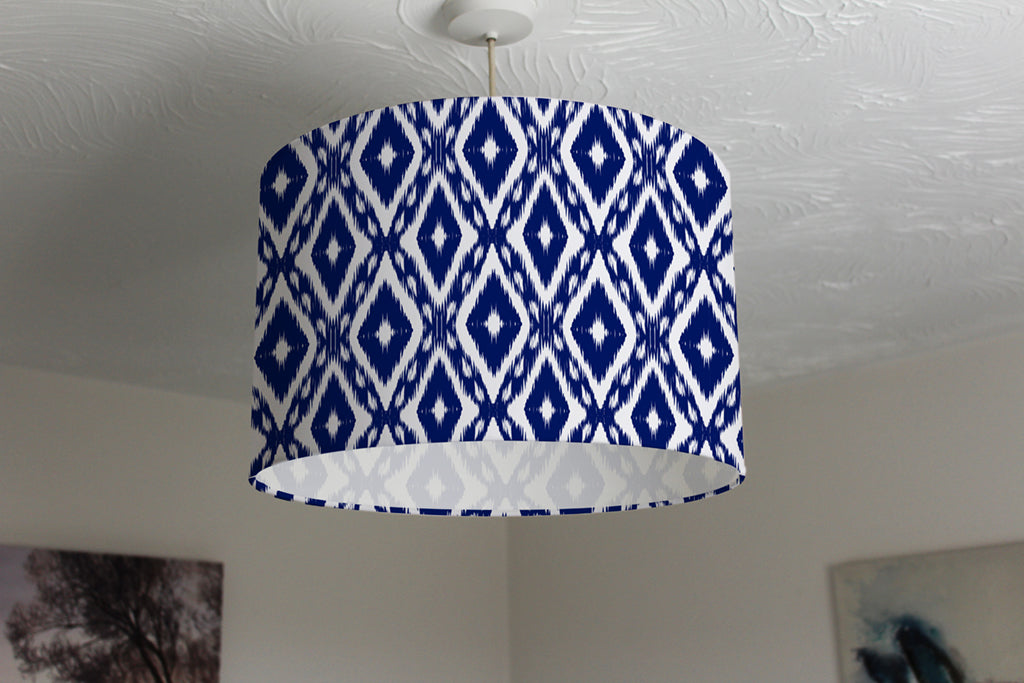 New Product Tribal Art Ikat Ogee in traditional classic blue (Ceiling & Lamp Shade)  - Andrew Lee Home and Living