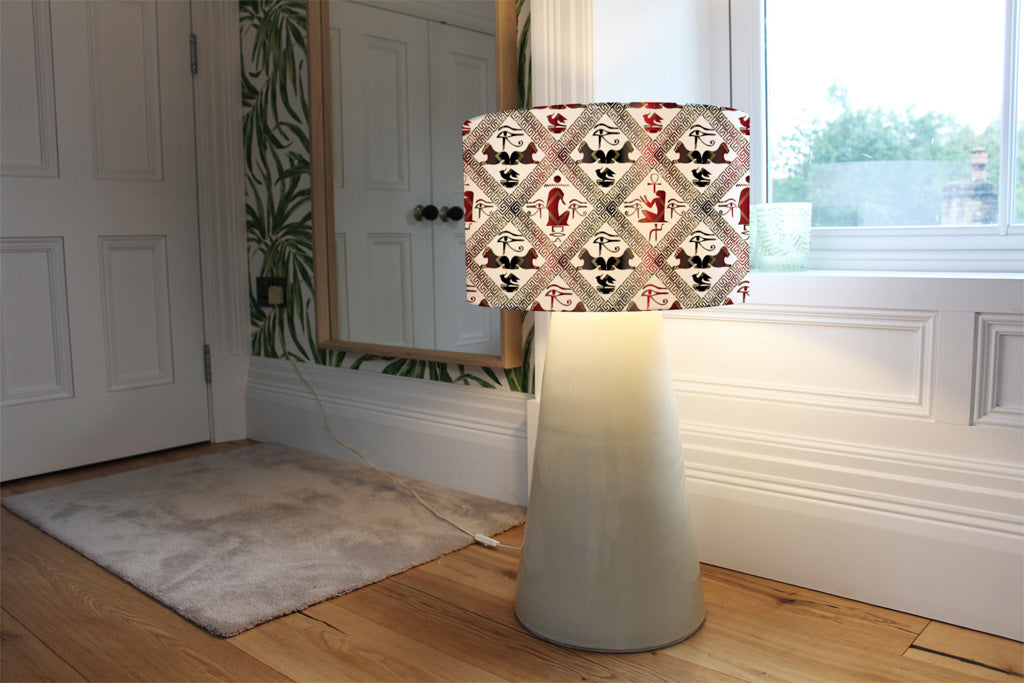 New Product Egyptian Hieroglyphs in Red & Black (Ceiling & Lamp Shade)  - Andrew Lee Home and Living
