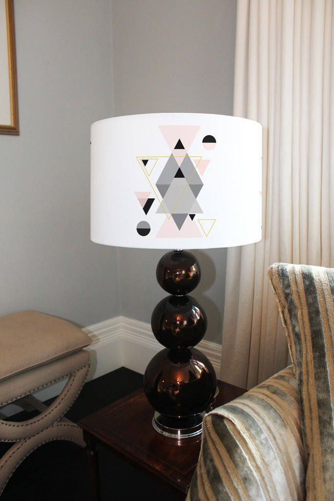New Product Pink & Grey Geometric Triangles (Ceiling & Lamp Shade)  - Andrew Lee Home and Living
