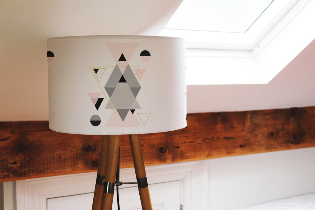 New Product Pink & Grey Geometric Triangles (Ceiling & Lamp Shade)  - Andrew Lee Home and Living