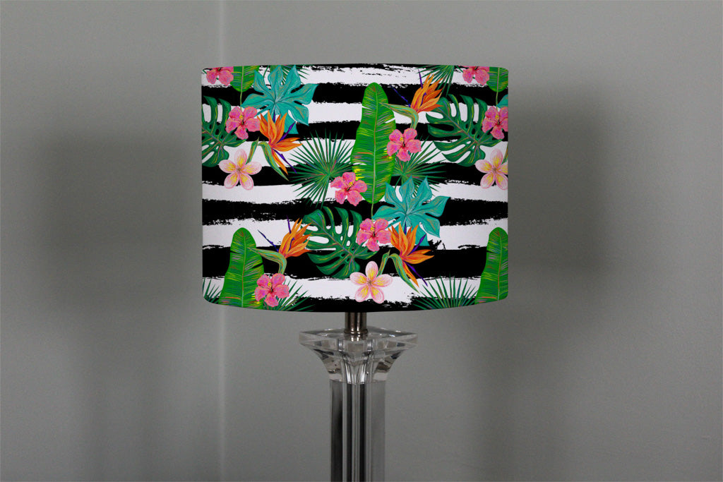 New Product Tropical Plants on Black & White Stripes (Ceiling & Lamp Shade)  - Andrew Lee Home and Living