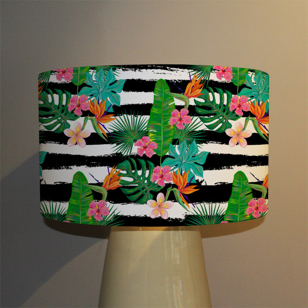 New Product Tropical Plants on Black & White Stripes (Ceiling & Lamp Shade)  - Andrew Lee Home and Living