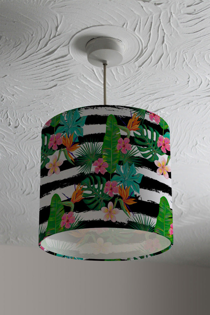 New Product Tropical Plants on Black & White Stripes (Ceiling & Lamp Shade)  - Andrew Lee Home and Living