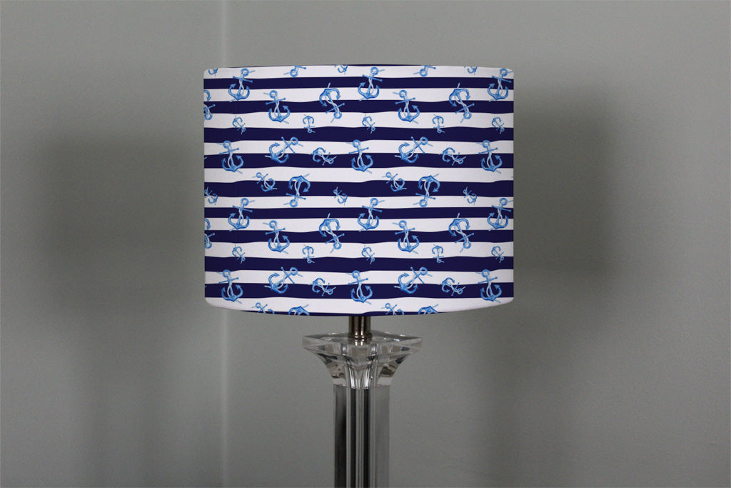 New Product Blue Anchors on Navy Striped Background (Ceiling & Lamp Shade)  - Andrew Lee Home and Living