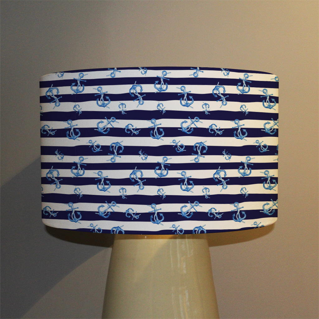 New Product Blue Anchors on Navy Striped Background (Ceiling & Lamp Shade)  - Andrew Lee Home and Living