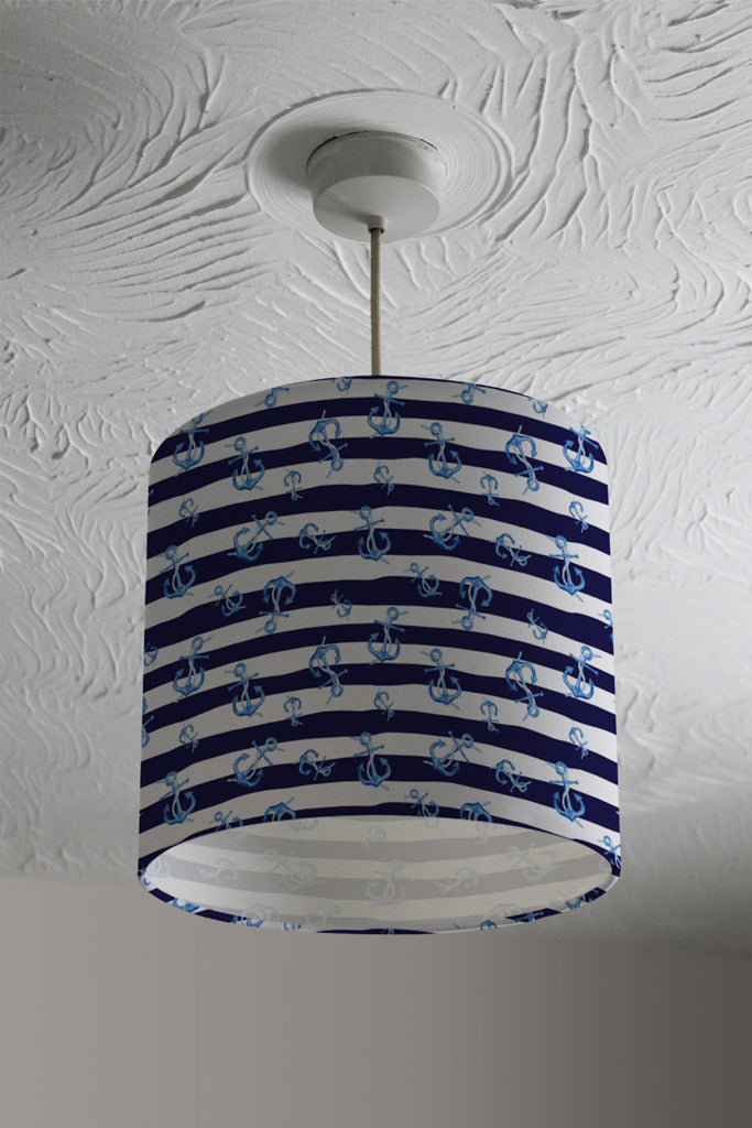 New Product Blue Anchors on Navy Striped Background (Ceiling & Lamp Shade)  - Andrew Lee Home and Living