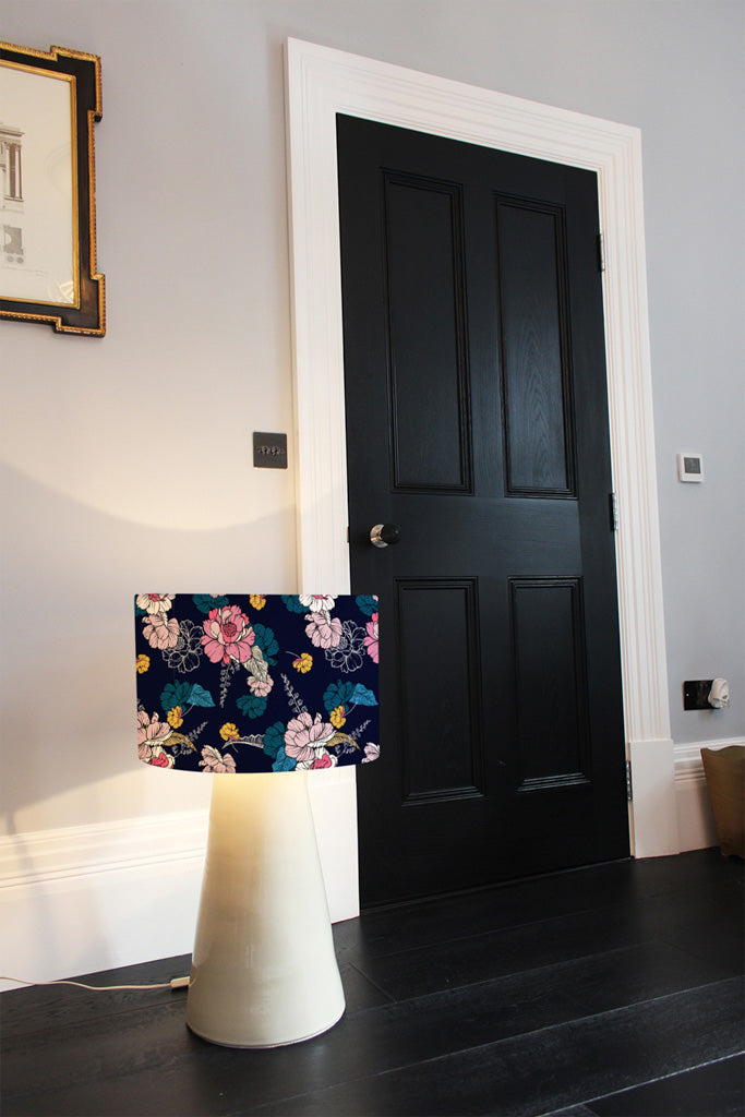 New Product Pink Flowers on Navy (Ceiling & Lamp Shade)  - Andrew Lee Home and Living