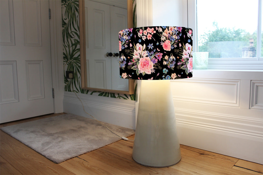 New Product Bright Pink Flowers on Black (Ceiling & Lamp Shade)  - Andrew Lee Home and Living