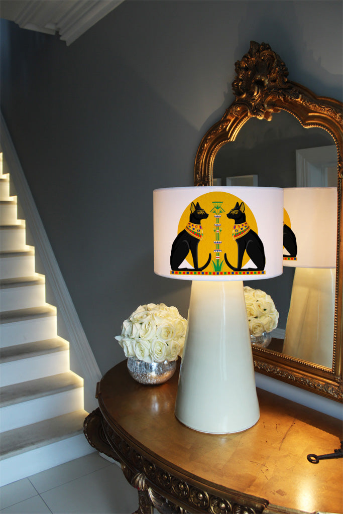 New Product Illustration of Black Egyptian Cats with Papyrus (Ceiling & Lamp Shade)  - Andrew Lee Home and Living