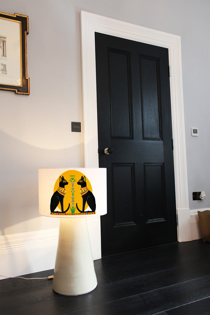 New Product Illustration of Black Egyptian Cats with Papyrus (Ceiling & Lamp Shade)  - Andrew Lee Home and Living
